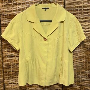 EUC West 38th soft yellow linen blend cropped short sleeve jacket 12